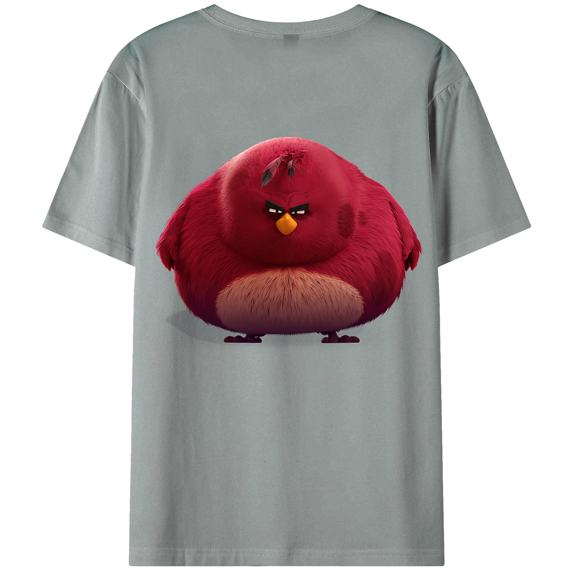 （画像用） Angry Birds アングリーバード 綿100％ メンズ半袖Tシャツ（バックプリント） 通気性
